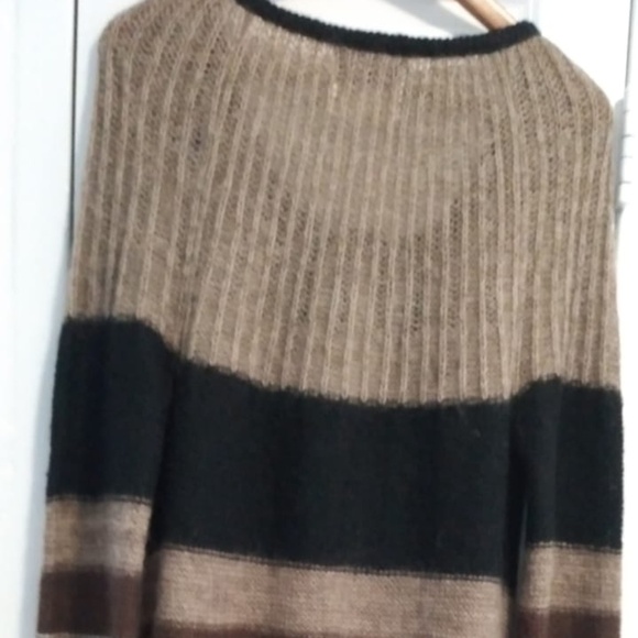 Vintage WAY OUT Mohair Striped Long Sleeve Open Front Cardigan Sweater Size M - Picture 6 of 7